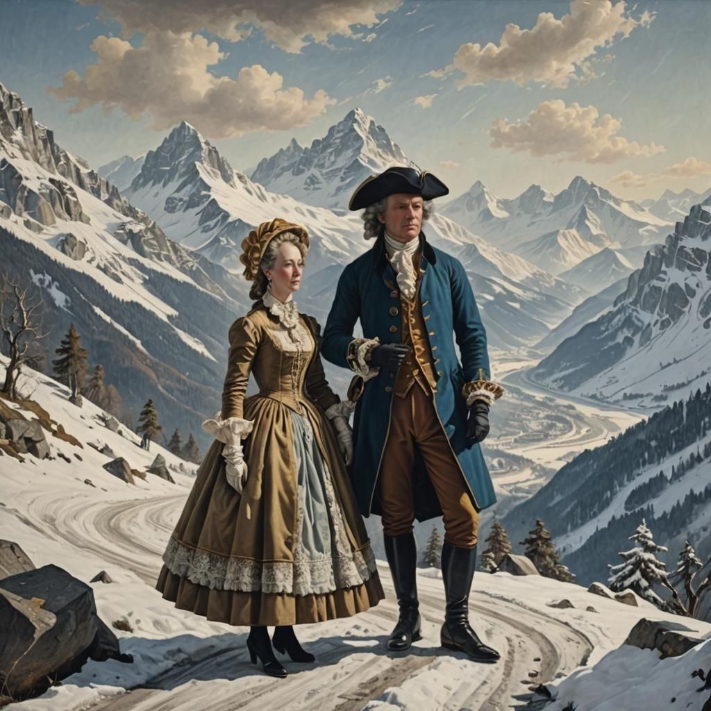 Alpine Road Scene in Photorealistic Style