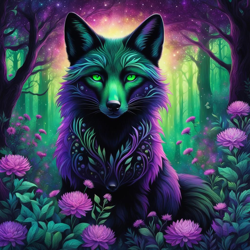 Mystical black fox