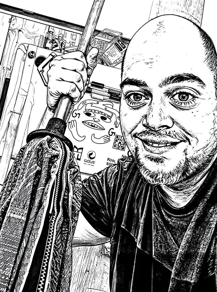 Modern European Ink Painting of a Ghostly Figure