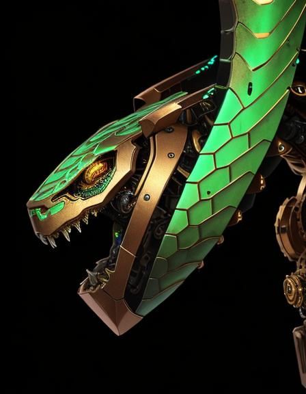 Steampunk Cyber Snake with Intricate Mechanical Details
