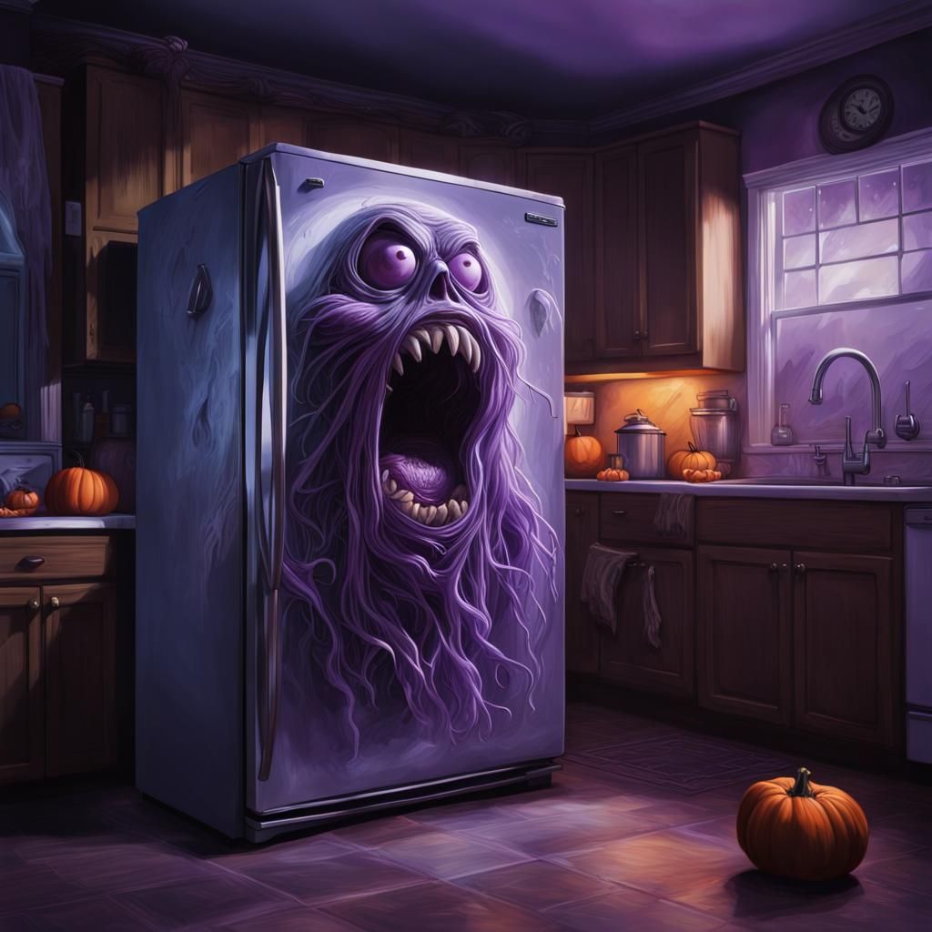 Terrifying Ghostly Refrigerator in Haunted Kitchen