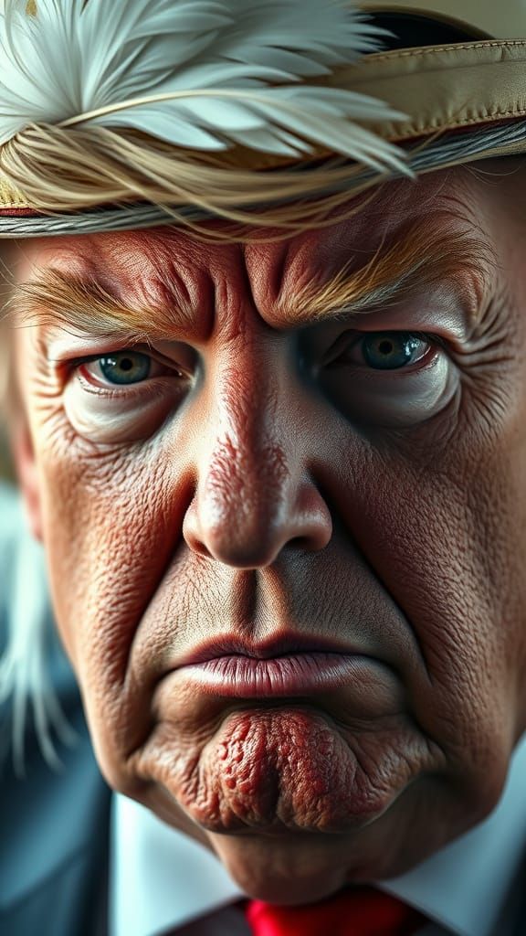 Twisted Trump in Pith Helmet, Eyes Bulging with Anxiety