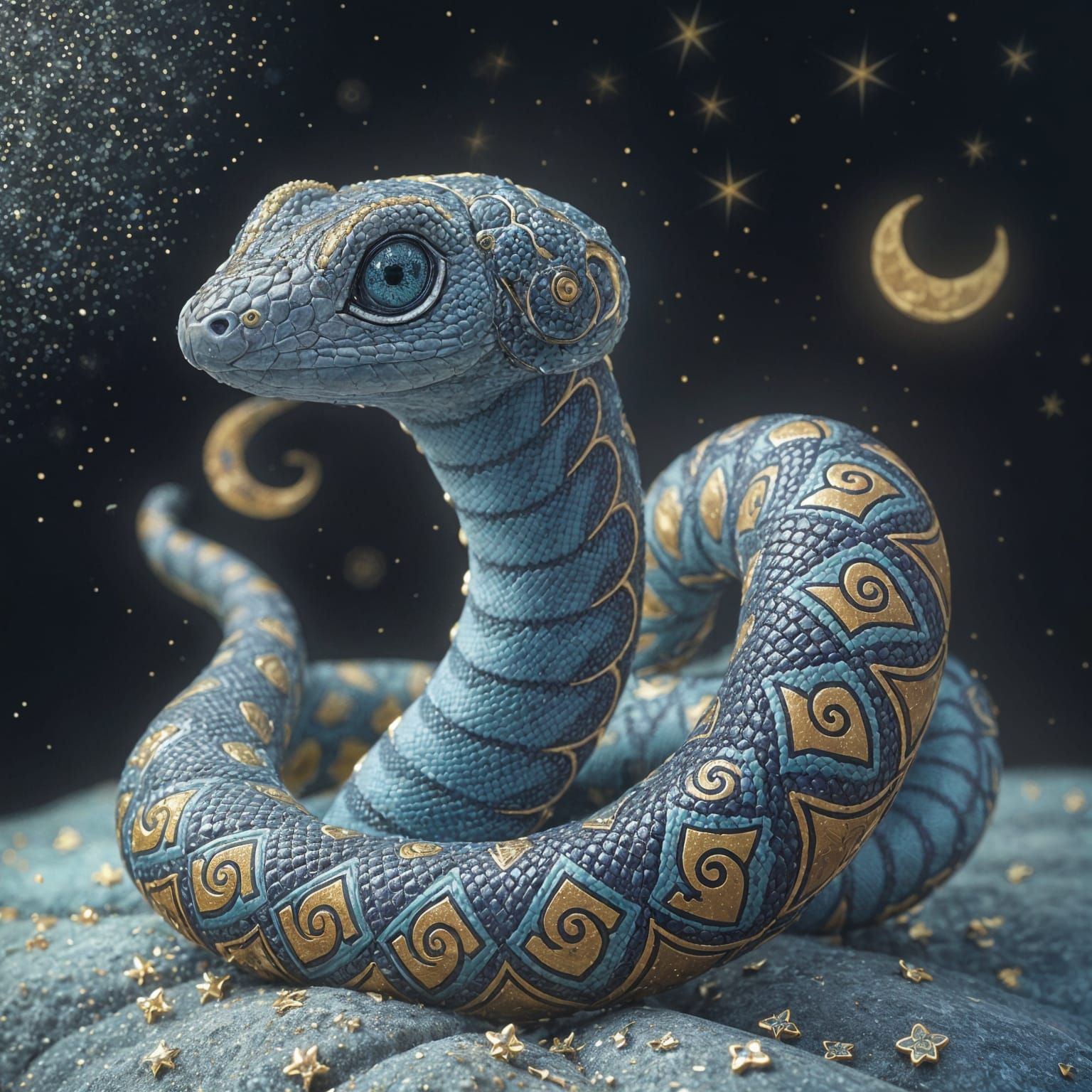 Adorable Happy Serpent with Zodiac Symbols