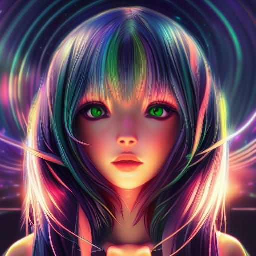 Space Anime Girl in Hyperrealistic Style