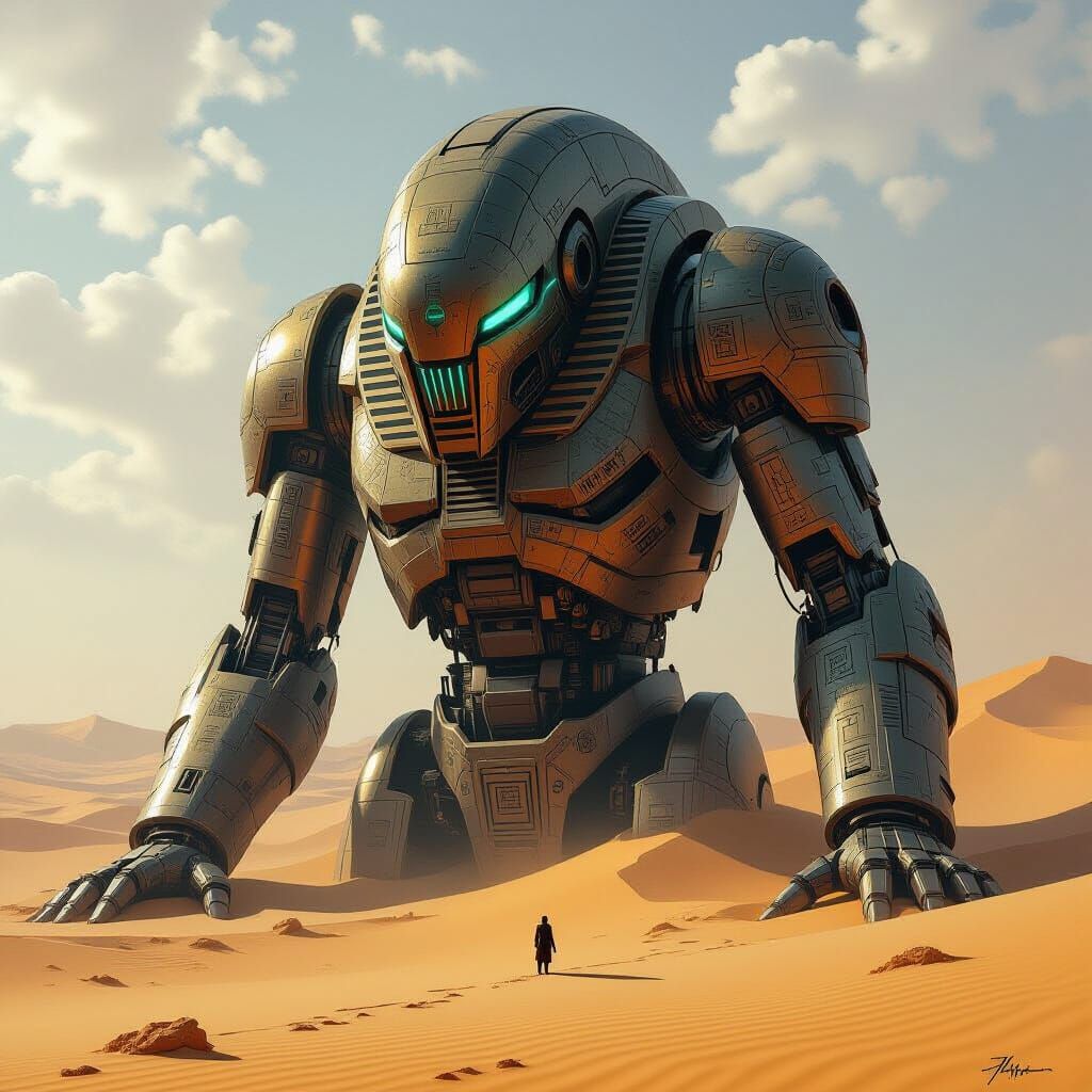 Ancient Desert Automaton Slumbers Beneath Sand Dunes