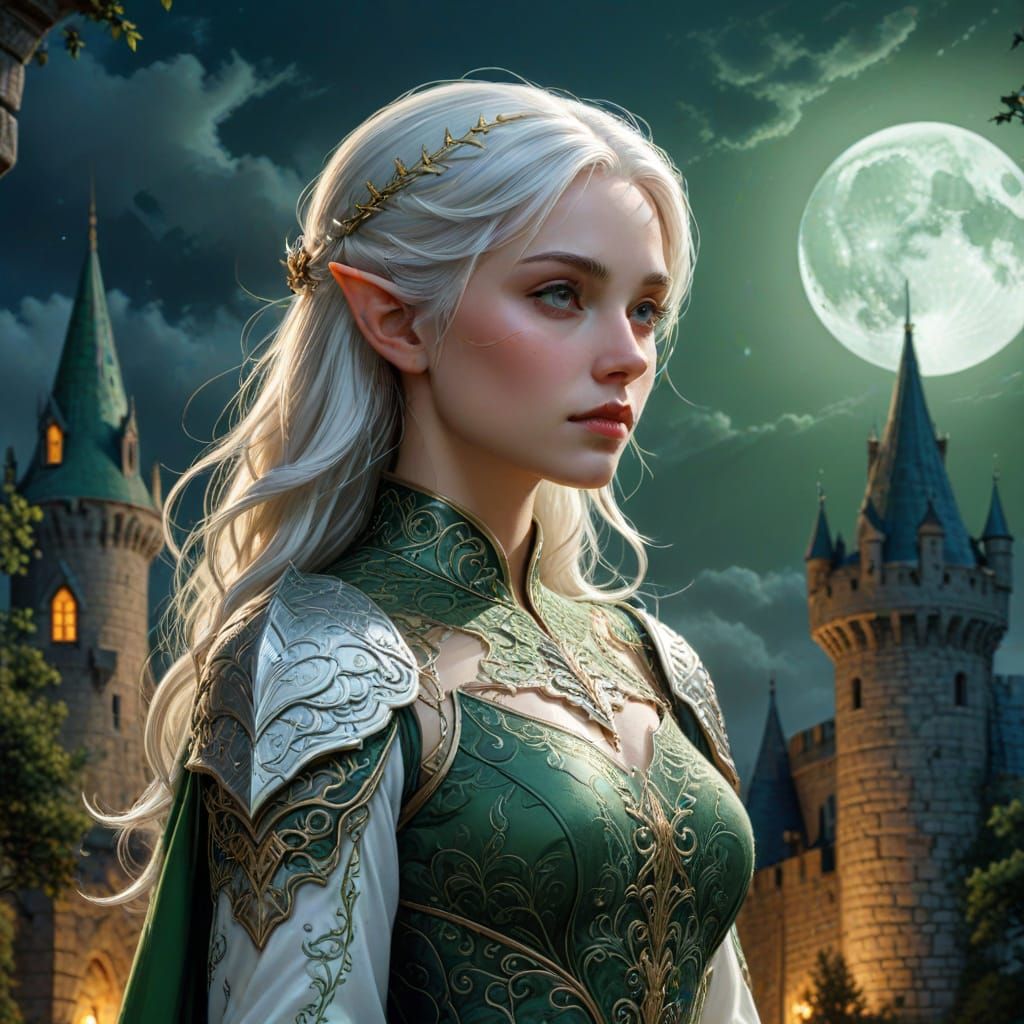 Elf Knight in Moonlight: Comic Book Art