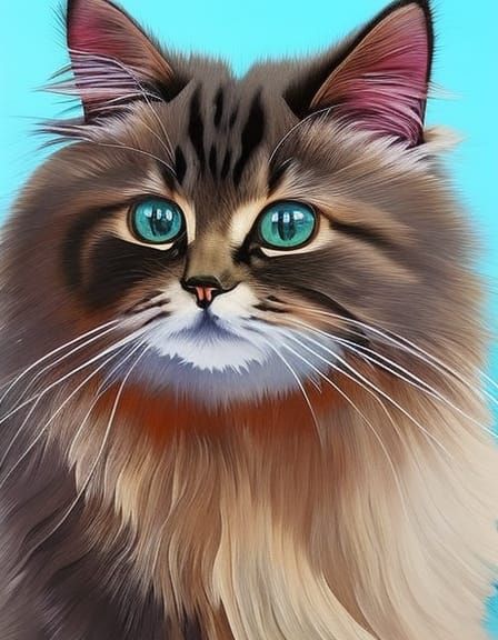 Cute Kitten Impressionist Gouache Watercolor Masterpiece