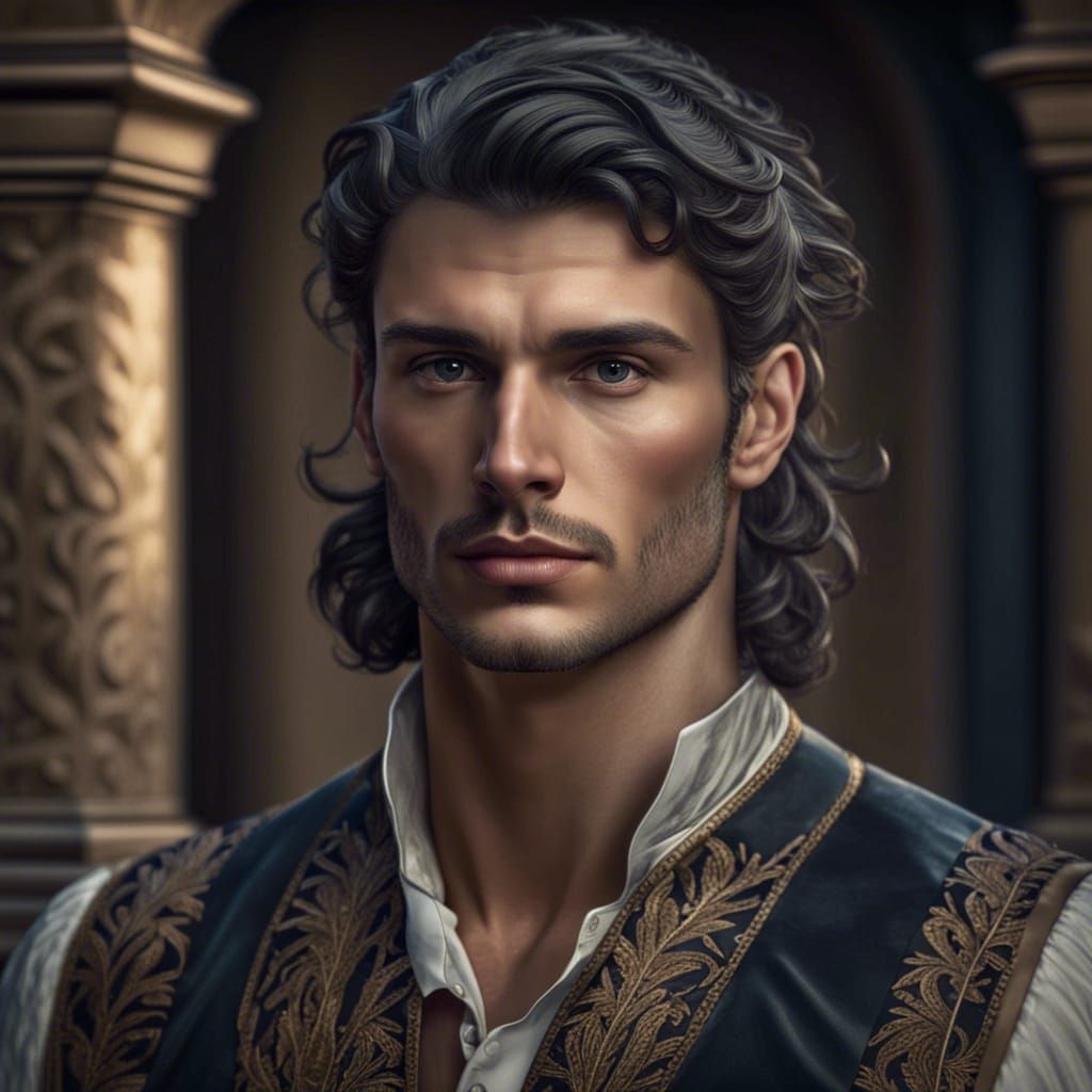 Handsome French Man with Greco-Roman Hairstyle