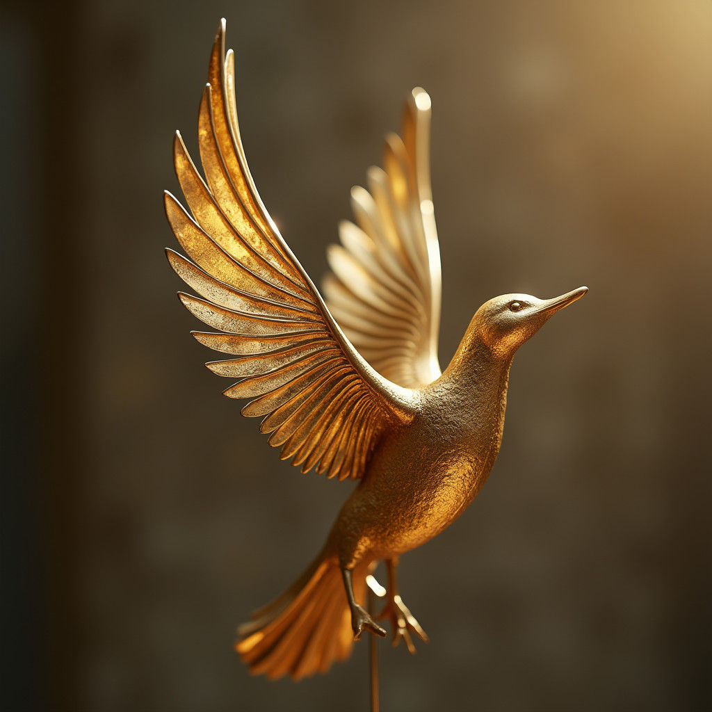 Golden Bird in Flight Sculpture, Brancusi Style