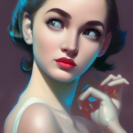 1950s Girl Portrait with Dynamic Lighting
