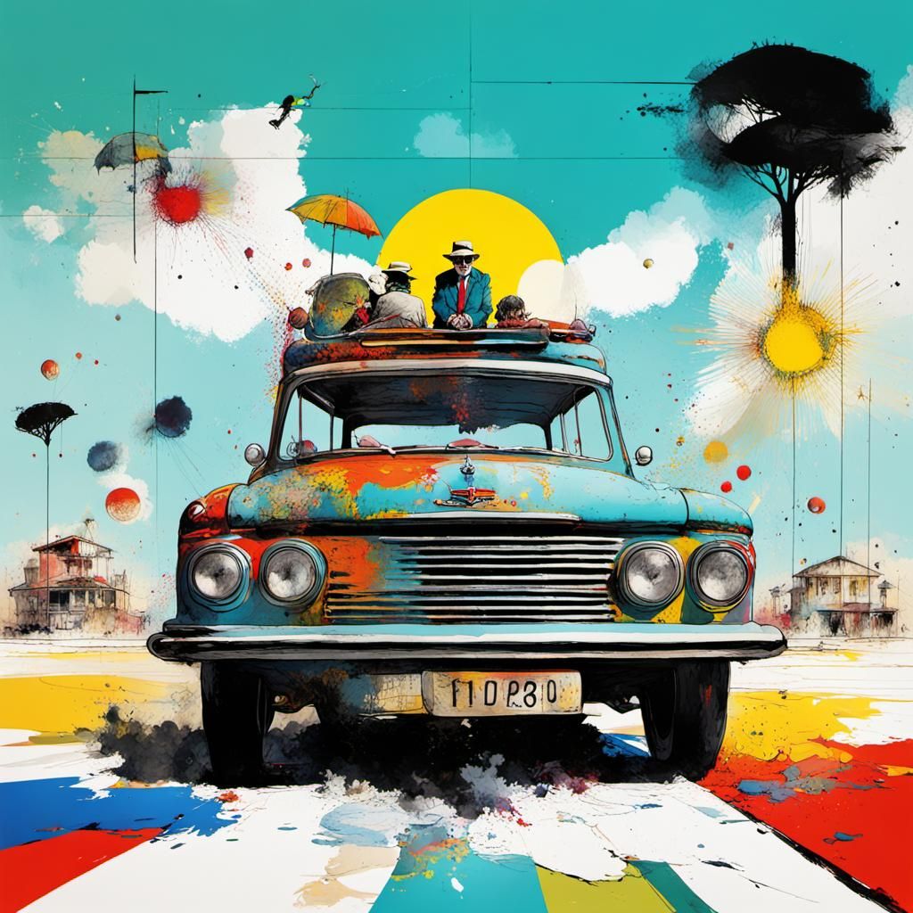 Family Vacation in Ralph Steadman Style