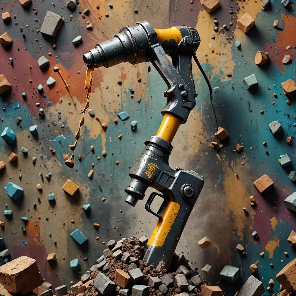 Hyperrealistic Mortar Jack Breaker Hammer Splash Art