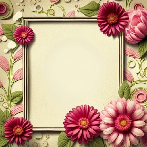 Vintage Scrapbook Page with Floral Frame
