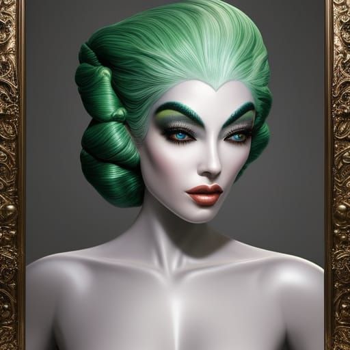 Elegant Alien Woman in Haute Couture: Noir Portrait