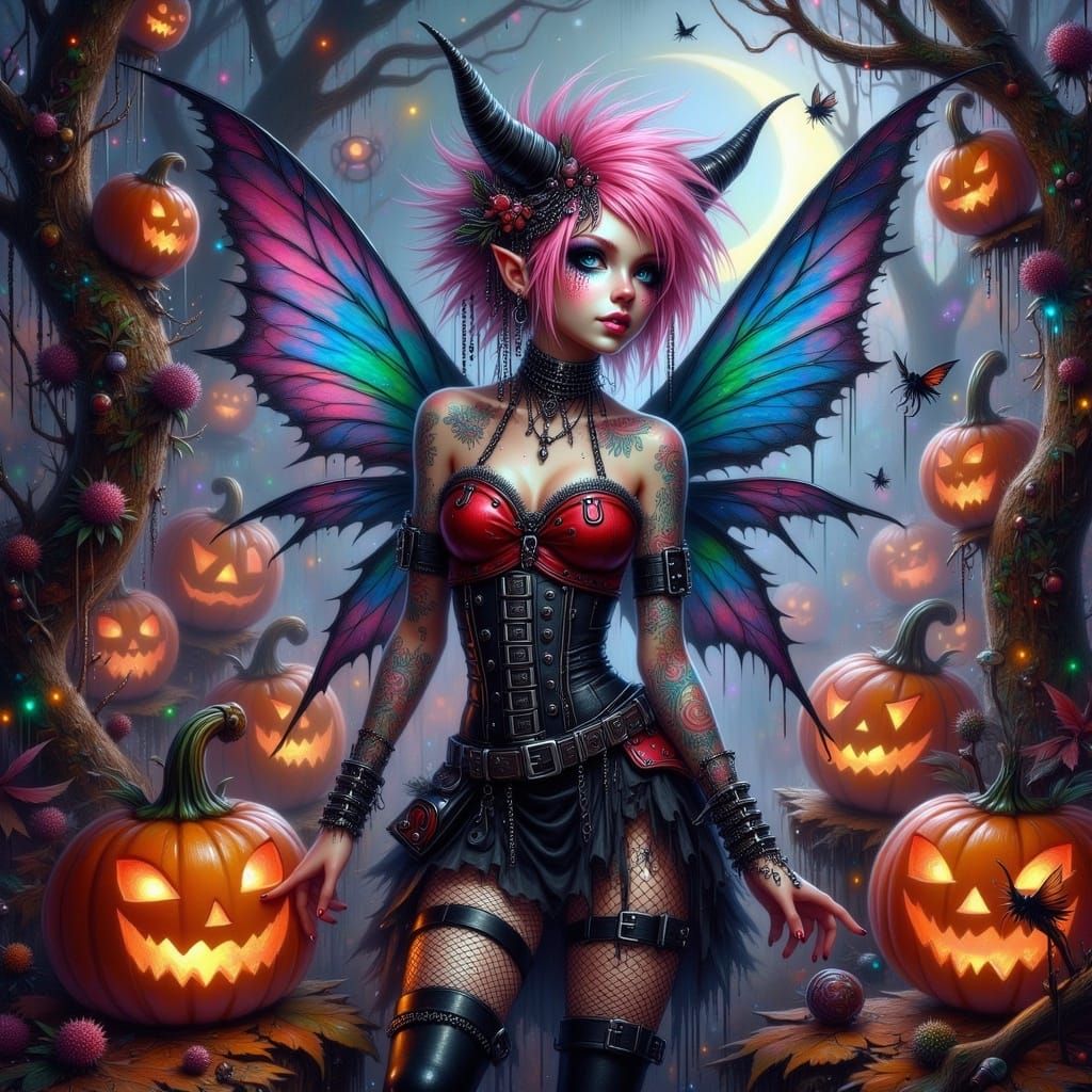 Fairy Punk Pixie in Mystical Autumnal Forest
