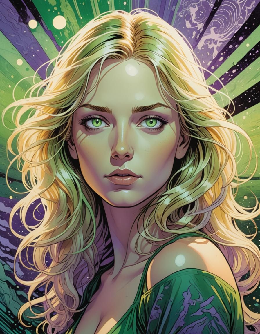 Ethereal Woman in Comic Book Art Style