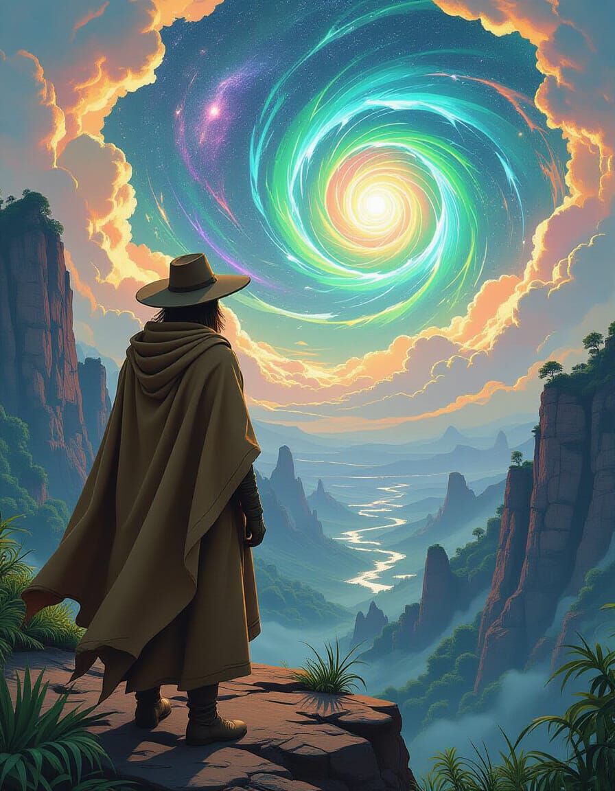 Traveler Gazes Upon Alien Jungle Landscape