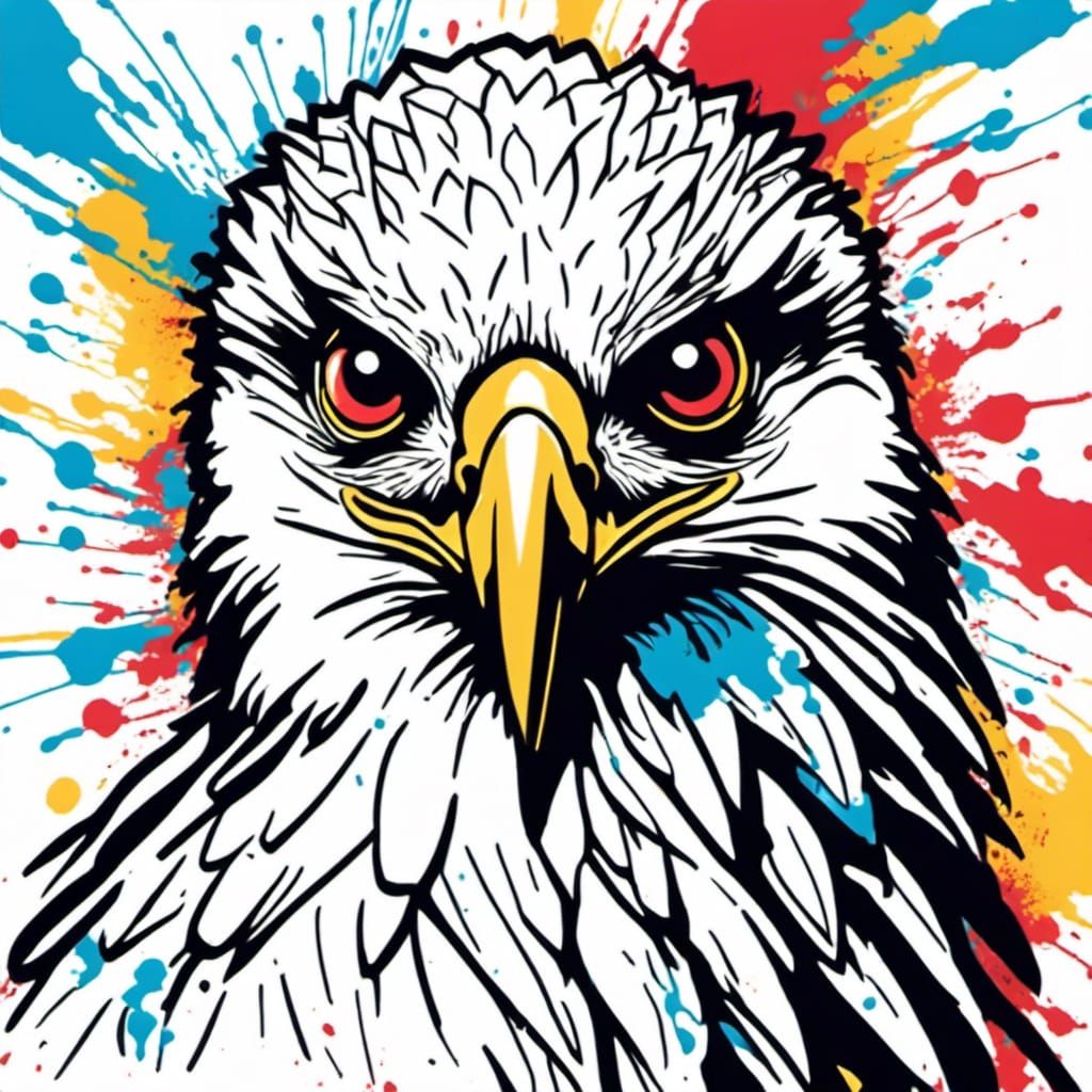 Bold Vector Art Hawk Head in Pop Art Style