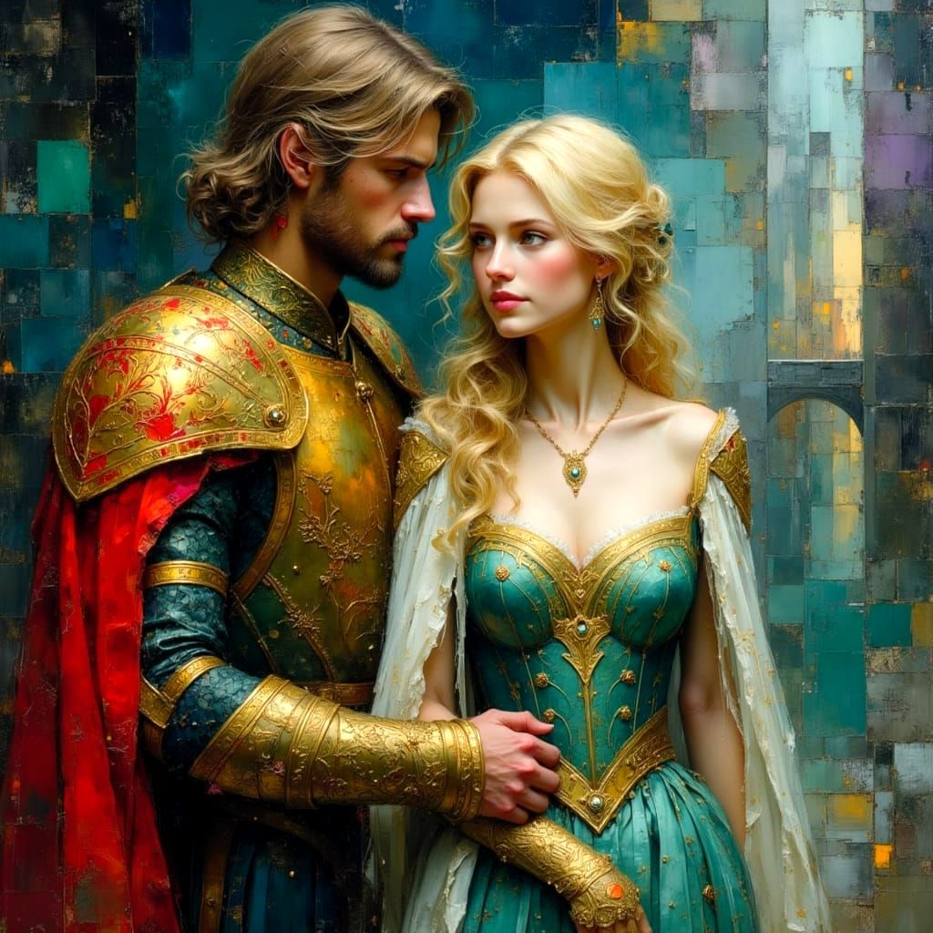King Arthur and Guinevere Outside Camelot