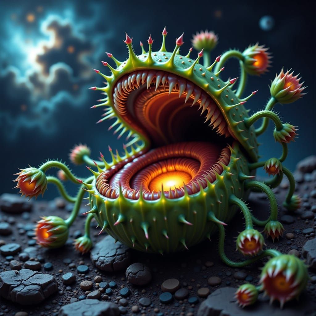 Cosmic Venus Flytrap Nebula in Surreal Style