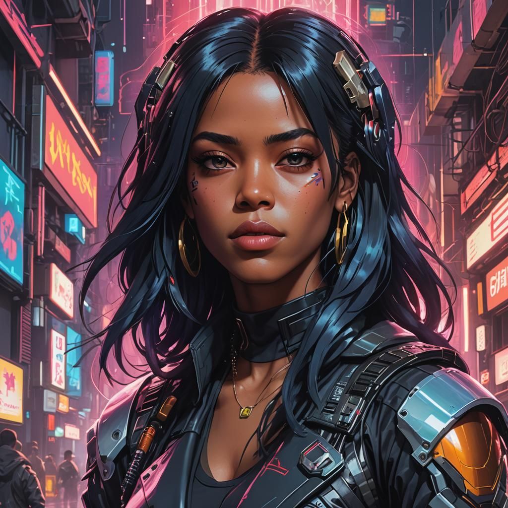 Aaliyah cyberpunk style