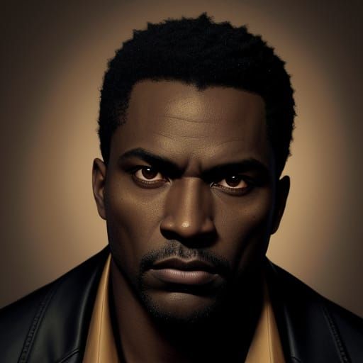 Determined Black Man in Golden Light