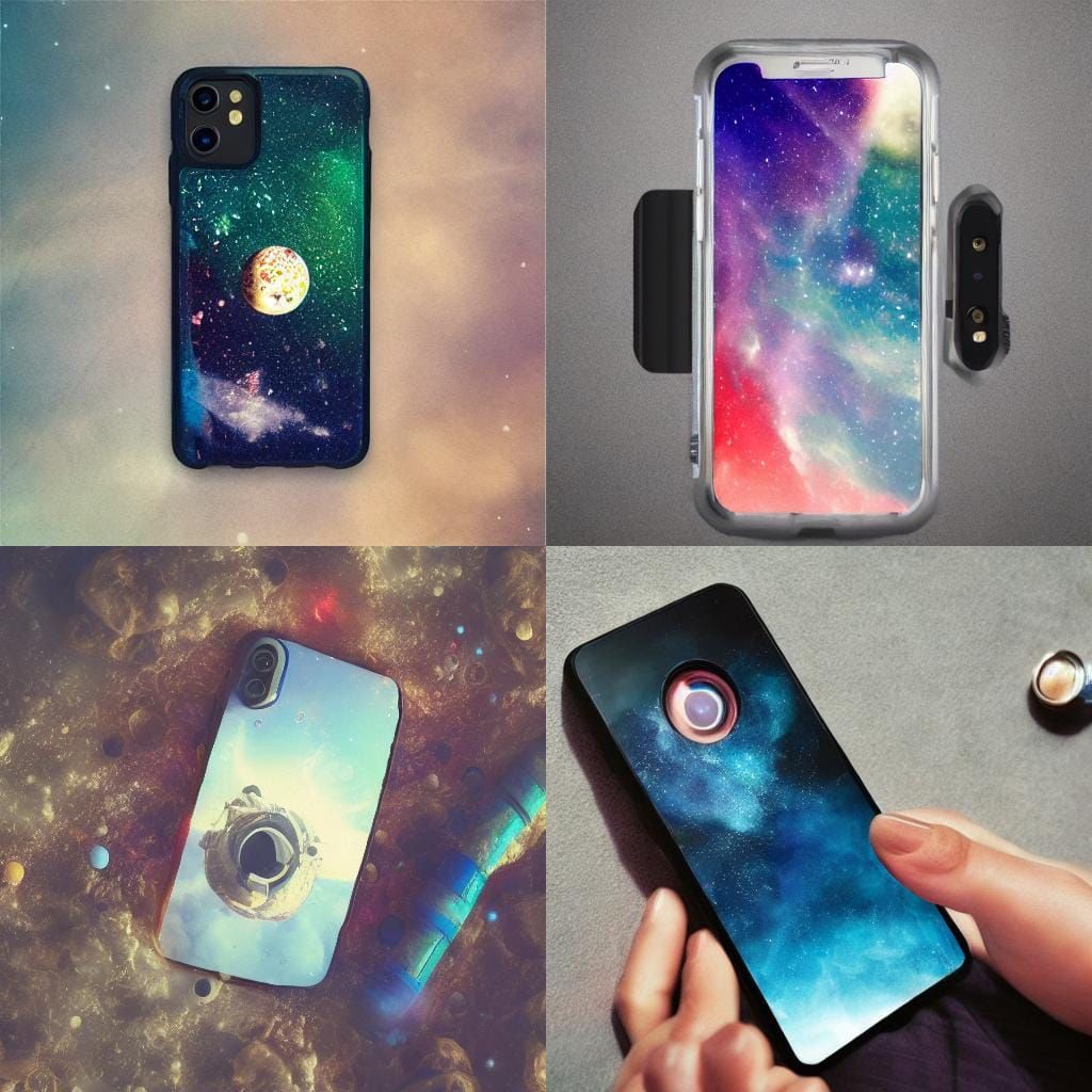 Hyperrealistic Phone Case Floating in Space