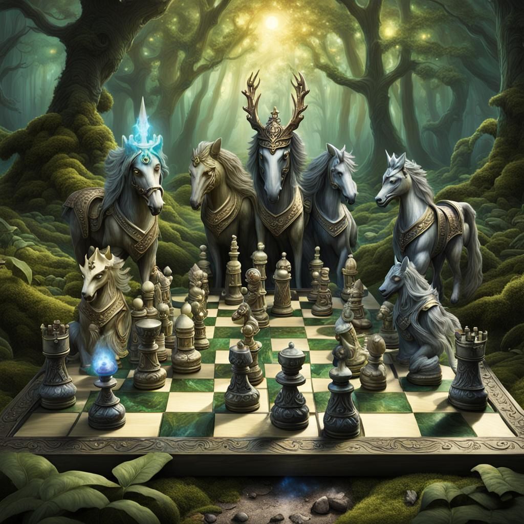 Enchanted Forest Chess Game with Living Pieces
