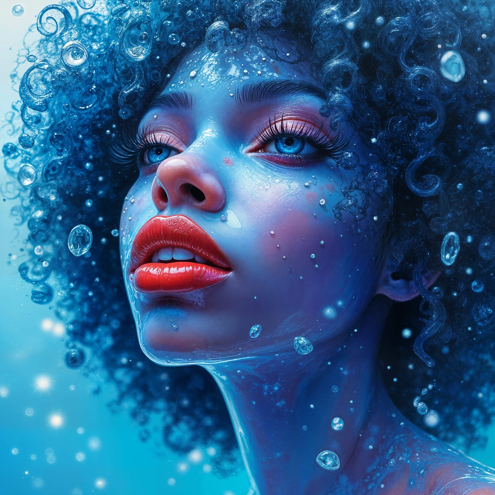 Ethereal Water Goddess in Graffiti Art Style