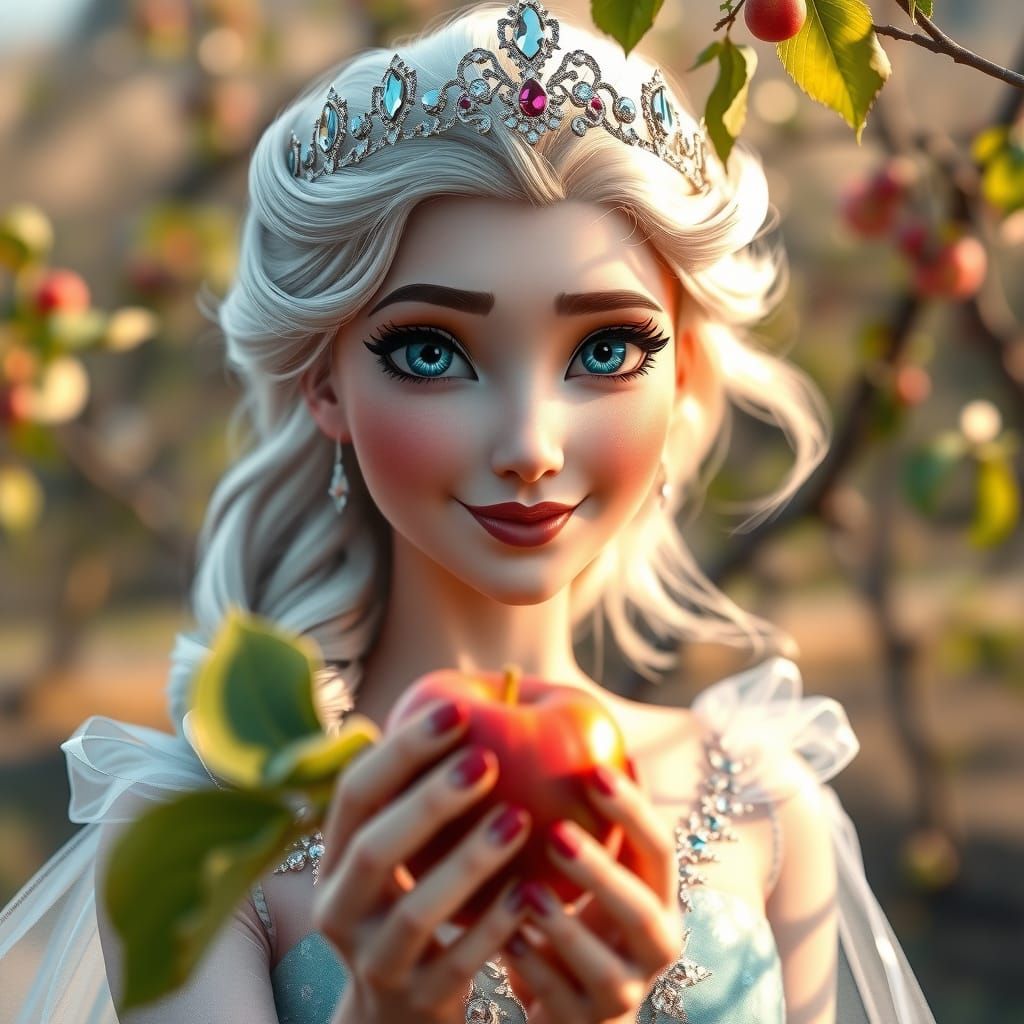 Elsa in Orchard Sunlight: Hyperdetailed Art Nouveau