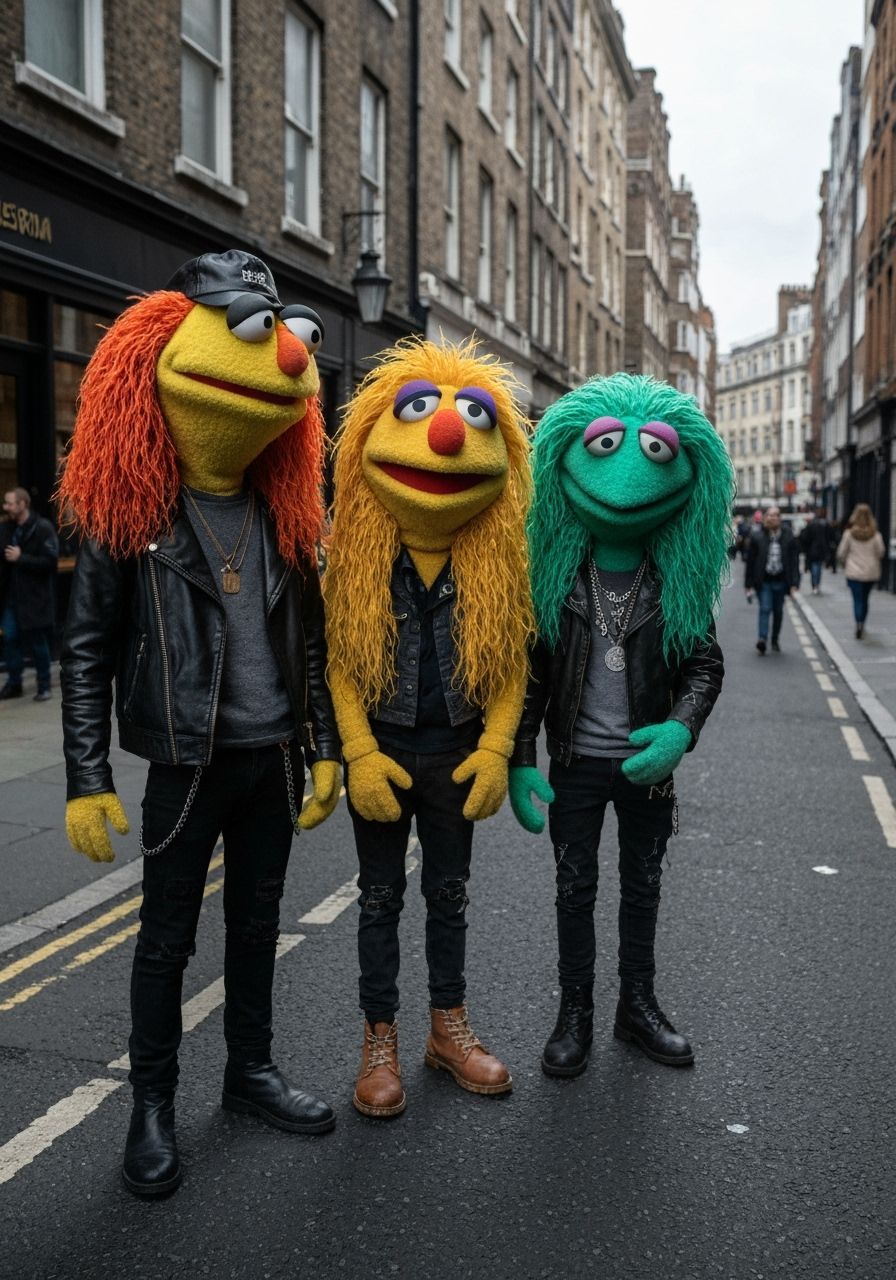 Muppet Punks Rocking a London Street Scene