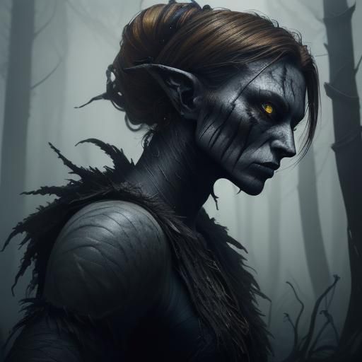 Eerie Skinwalker in Misty Forest: Dark Fantasy Art