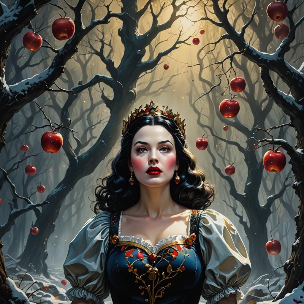 Plus-Size Snow White in Surreal Dark Forest