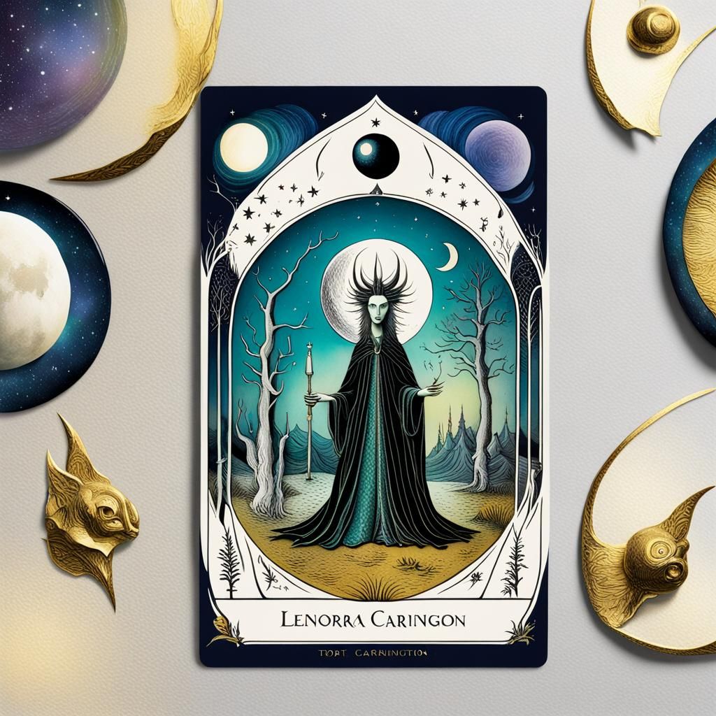 The Moon Tarot Card in 3D Surrealist Style