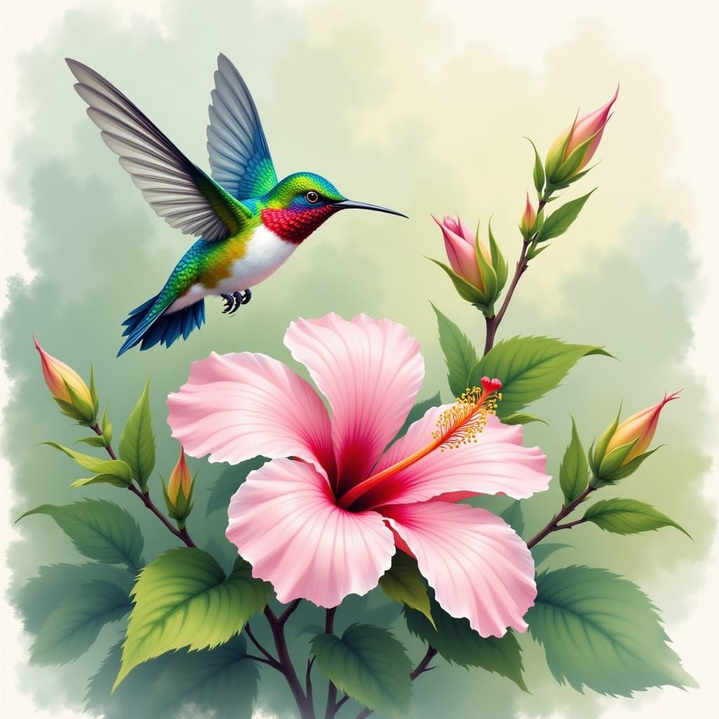Hummingbird & Flower