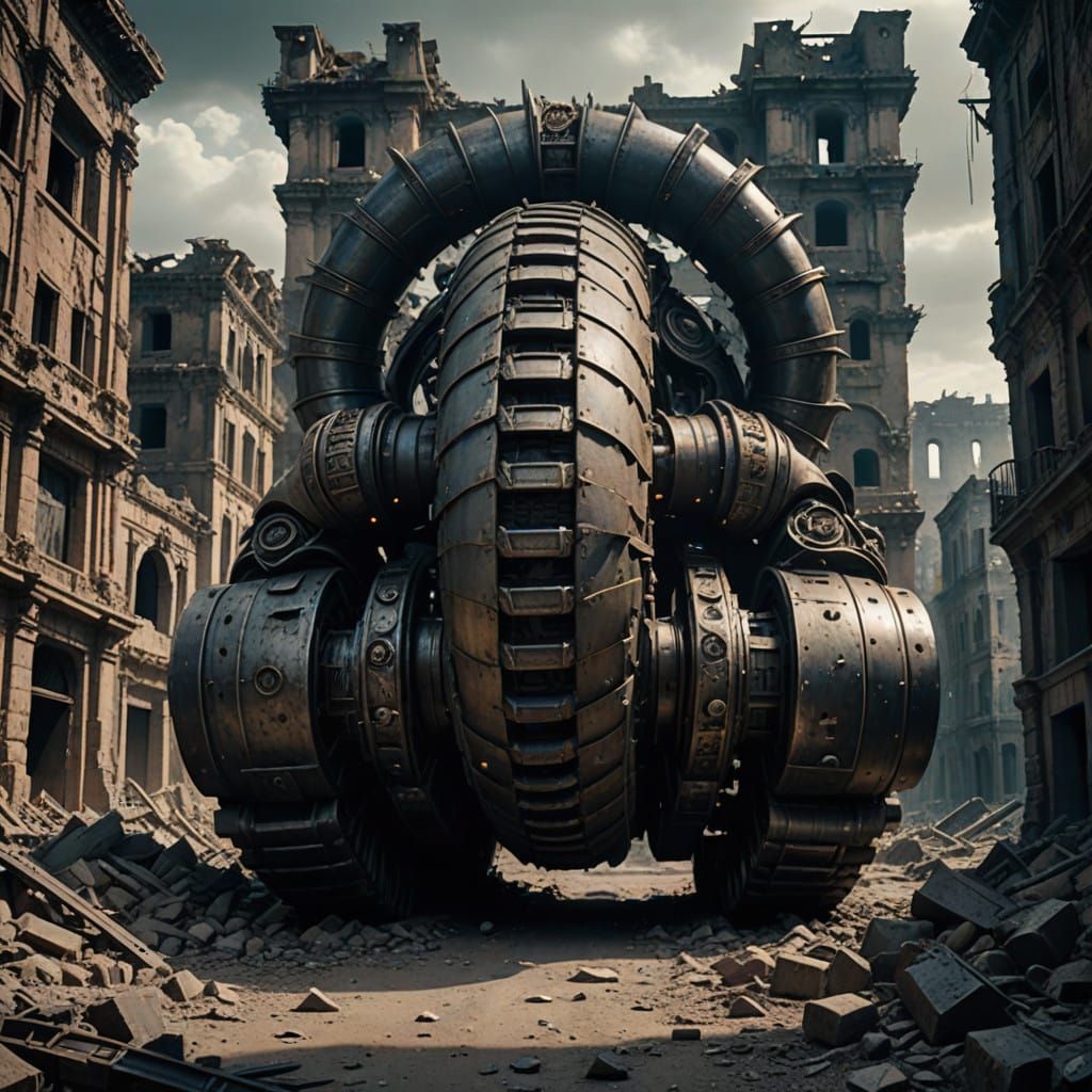 Epic Post-Apocalyptic Mechanical Worm Crawls Ancient Ruins i...