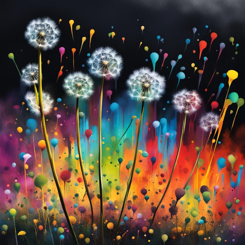 Dandelion Seeds in Graffiti Art Style
