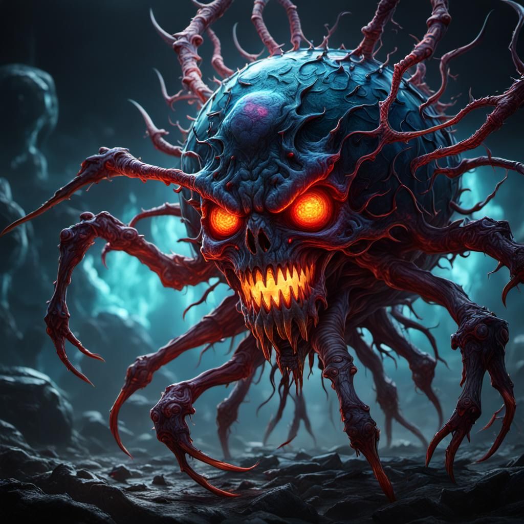 Demonic Cancer Cell: Detailed Matte Painting