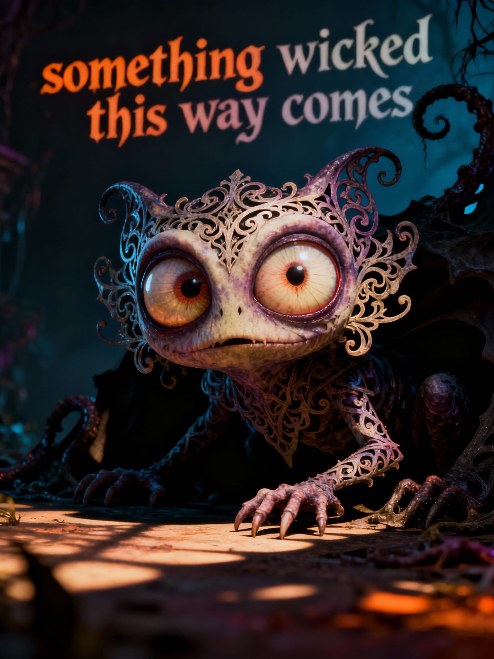 Scary Whimsical Creature Creeping From Shadows