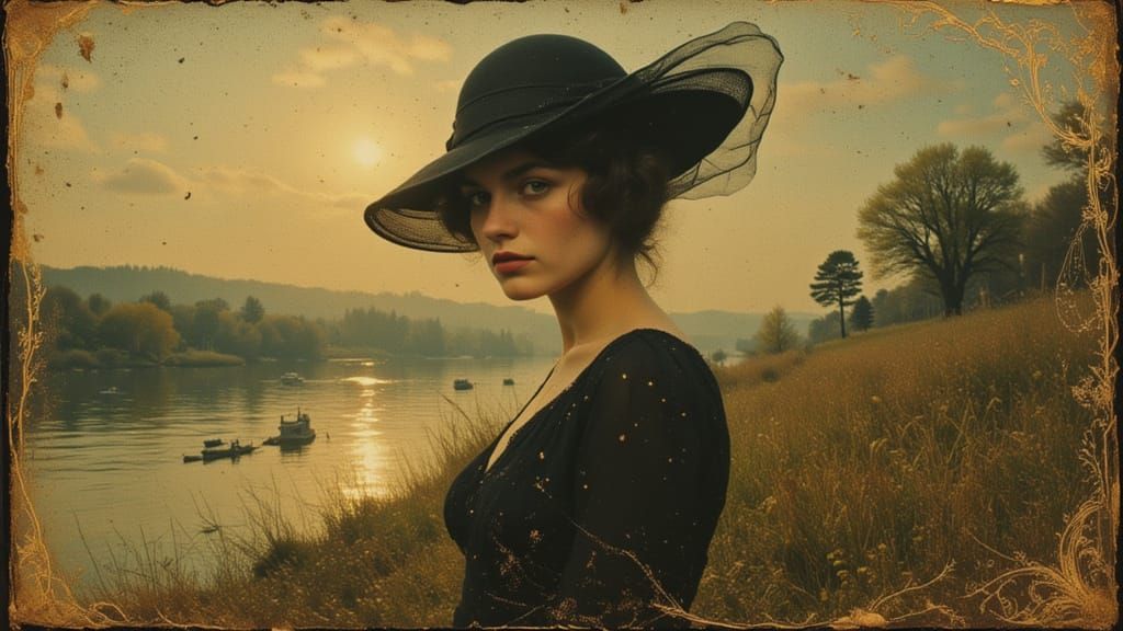 1800s German Woman Portrait on the Rhine