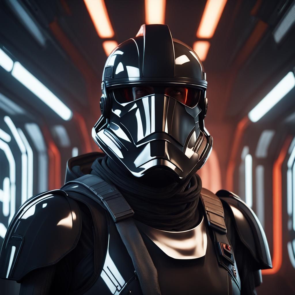 Man in Black Sci-Fi Armor Portrait