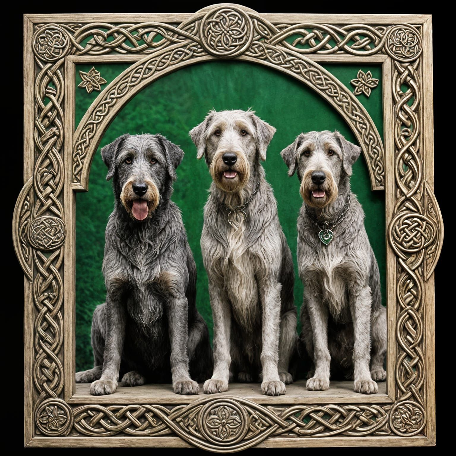 Irish Wolfhounds Guarding King with Faerie Lover