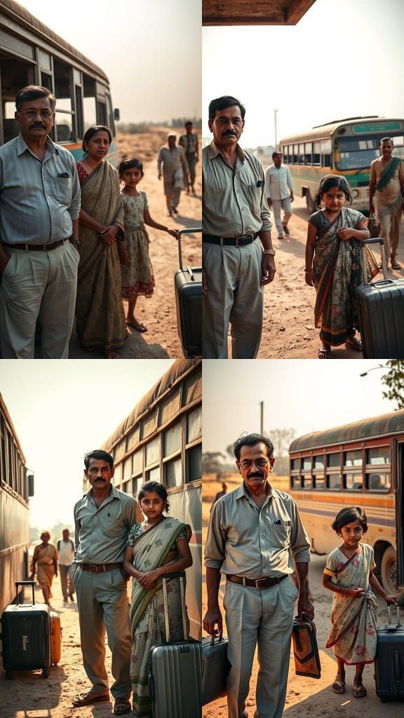 Dusty Indian Bus Stop in Cinematic Realism