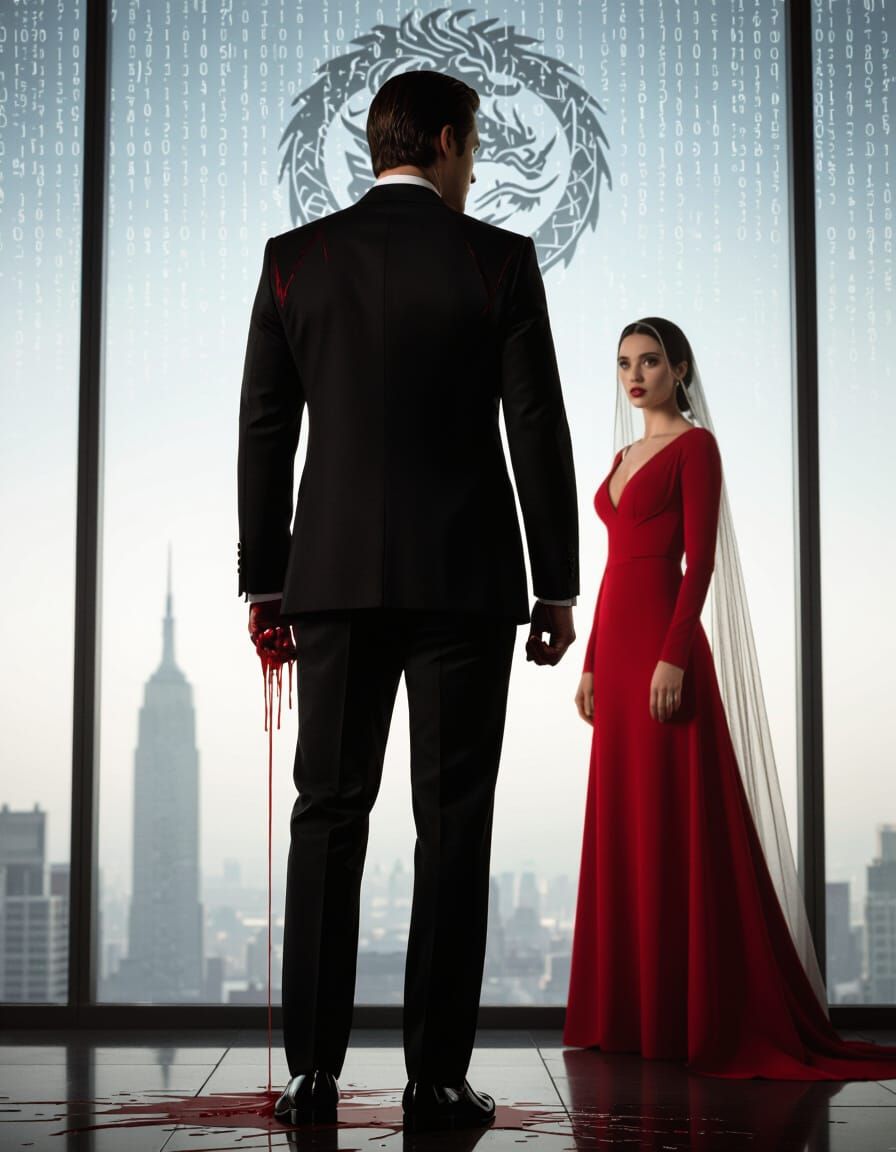 Film Noir: Man in Suit with Dragon Symbol