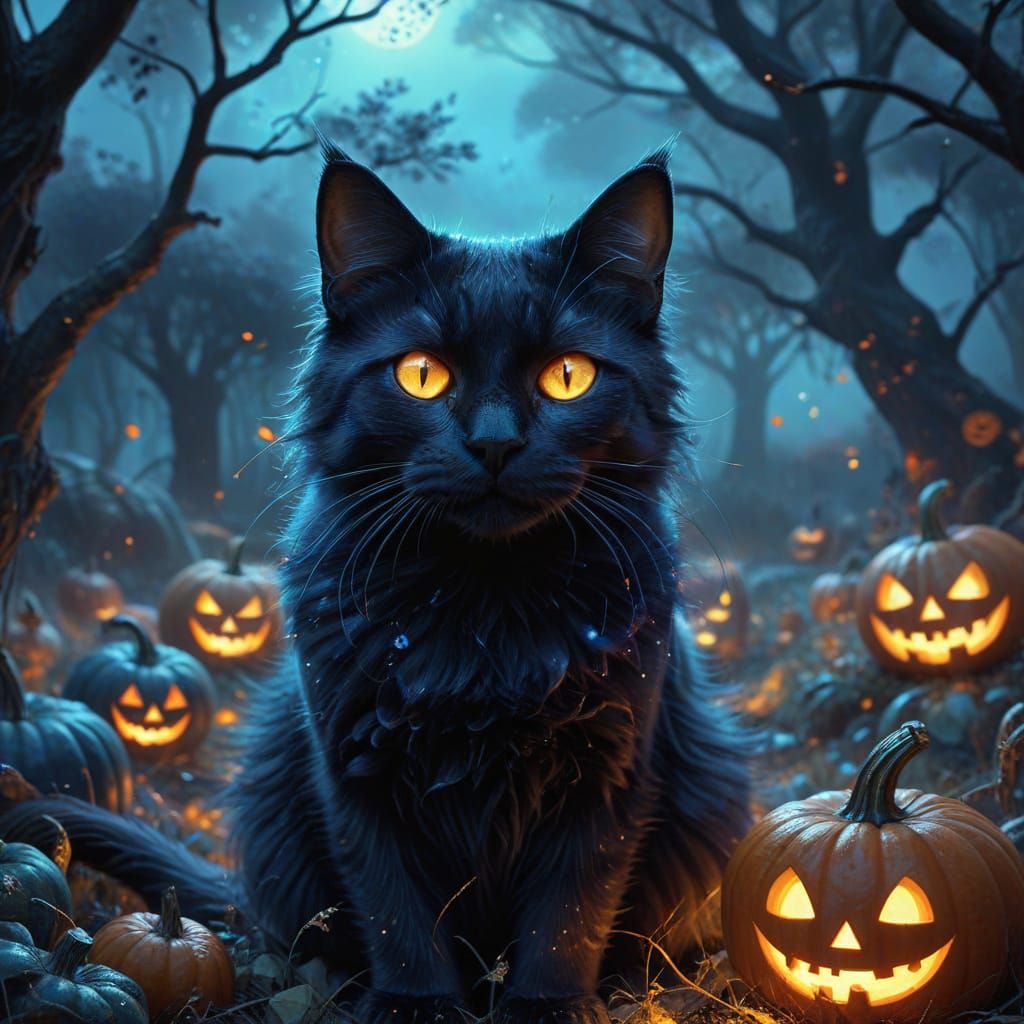 Neon Halloween colors with pumpkins ghosts and alien black c...