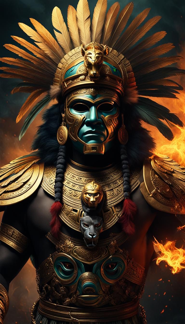 Mayan God Balam with Jaguar Mask, Digital Art