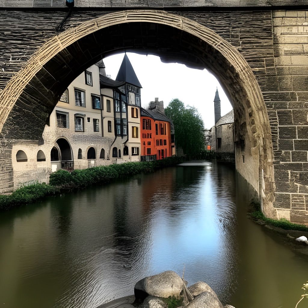 Terraced Medieval City with Stone Gate, Fairytale Landscape