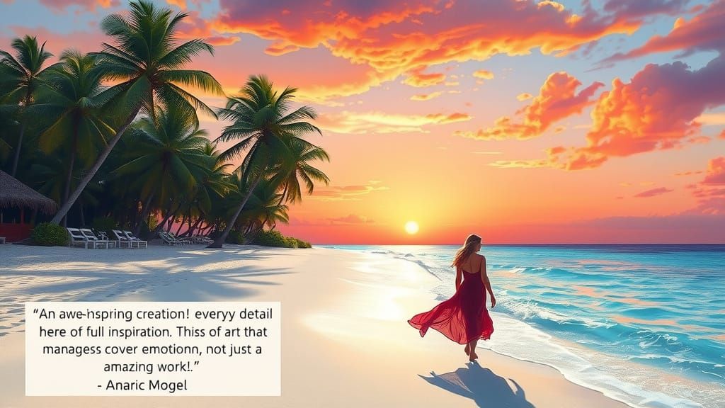 Tropical Beach Scene in Impressionist Style