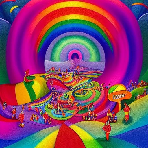 Vibrant Candyland Wonderland with Gouache Swirls