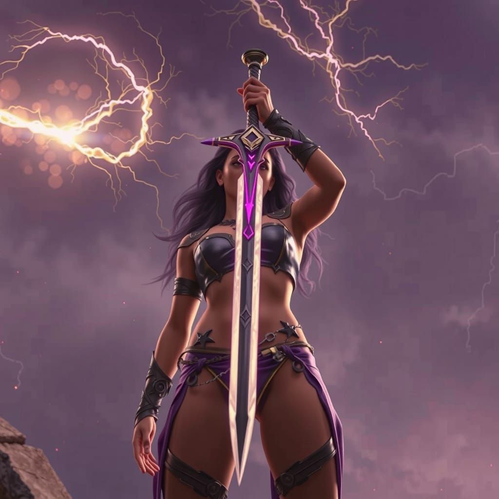 Goddess Crafts Lightning Sword in Dark Fantasy Style
